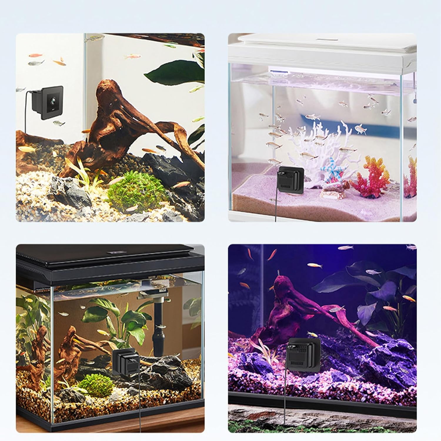 Aquarium Camera, 2K HD WiFi Pet Monitor, 140° Wide-Angle Anti-Glare Macro Lens, 24/7 Recording for Fish Reptiles Window Security Surveillance System (C#2 PCS)