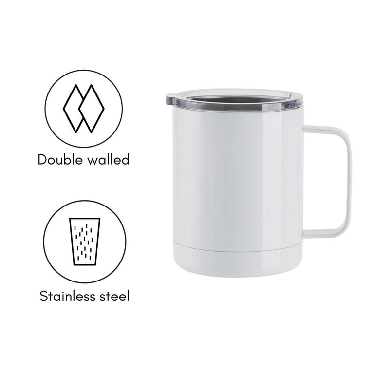 Craft Express 4 Pack of 12 oz White Stainless Steel Sublimation Coffee Cups  