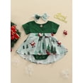 thumbnail image 2 of Qiylii Girl Sister Matching Christmas  Printing Stitching Short Sleeve Romper or Dress, 2 of 8