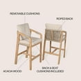 thumbnail image 7 of Porto Modern Coastal Tub Roped Acacia Wood Outdoor Bar Stool with Cushions and Armrests, Beige/Light Teak (Set of 2), 7 of 7
