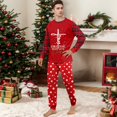 thumbnail image 6 of Yuaguia Red Matching Family Christmas Pajamas Sets, Holiday Tree Graphic Lettering Tops, Buffalo Plaid Raglan Long Sleeves, Snow Dot Pants Sleepwear for Women, Men, Kids, Baby, 6 of 6