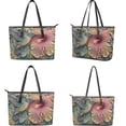 thumbnail image 3 of TSOVTHRID Hummingbird Hibiscus Floral Print Handbag and Wallet Set Womens Tote Bag with Matching Wristlet Wallet Pu Leather Top Handle Handbag Satchel Purse for Shopping Walking, 3 of 7