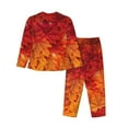 thumbnail image 2 of Kll Autumn Leaf Print Women'S Long Sleeve Pajamas With Pants Sleepwear Loungewear 2 Set-Large, 2 of 9