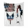 thumbnail image 1 of American Flag Soft Flannel Fleece Throw Blanket, Set Bald Eagle and Stripes Stars of Liberty Grunge Retro, Cozy Plush for Indoor and Outdoor Use, 50" x 70", Navy Maroon, by Ambesonne, 1 of 6