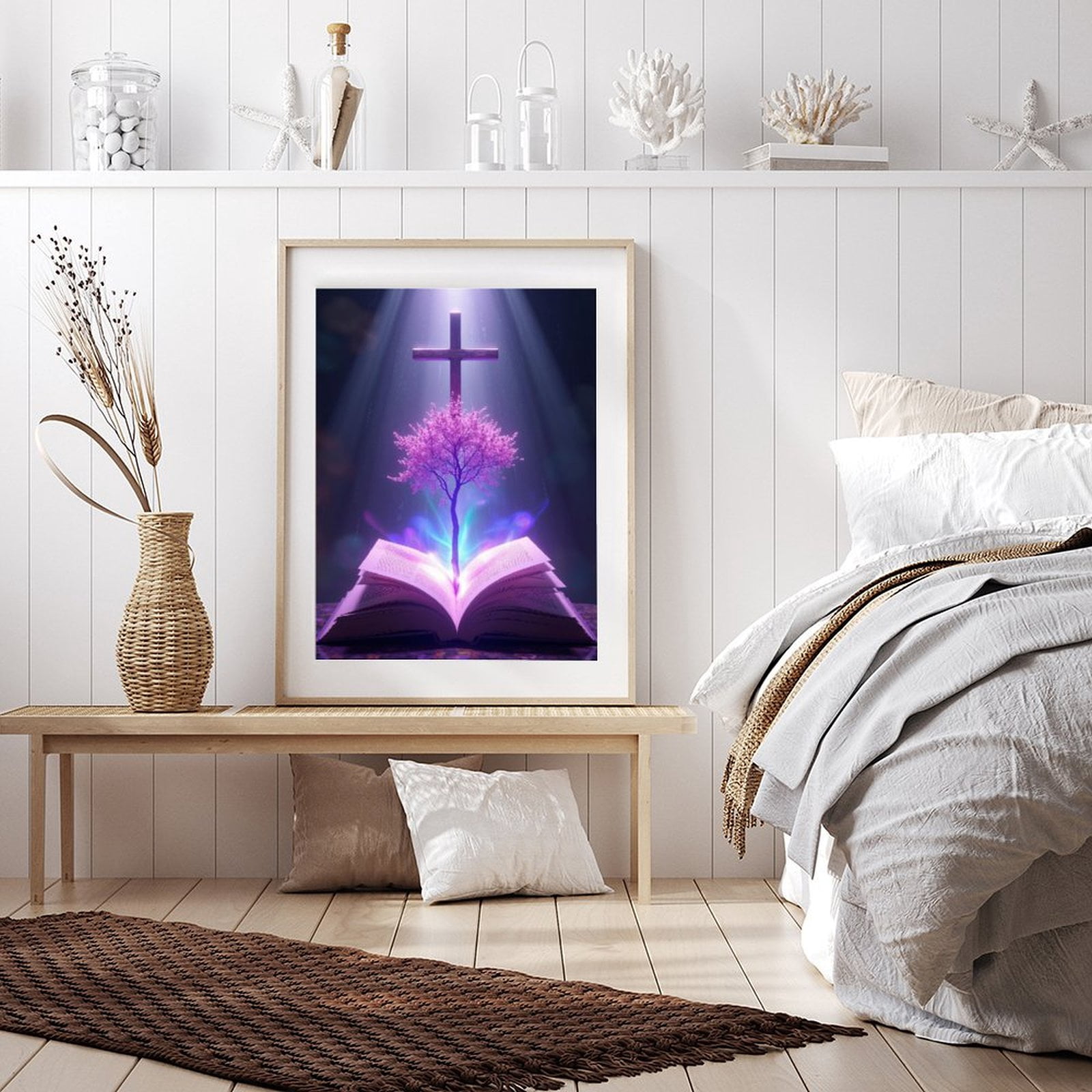 Diamond Art Kits for Adults - 5d Purple Tree Light Cross Diamond Painting for Adults, Diamond Art for Adults Beginners, Diamond Painting Kits for Adults for Home Wall Decor