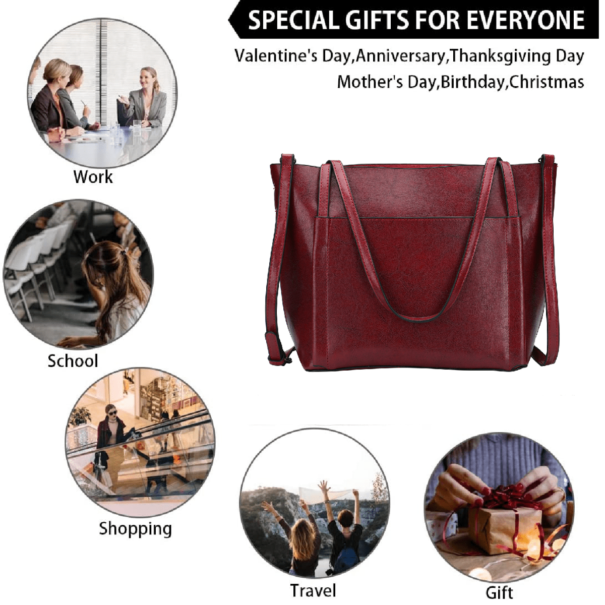Women Leather Handbag Shoulder Crossbody Bag Tote Satchel Handbag for Christmas Gifts