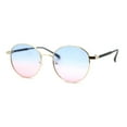 thumbnail image 3 of Retro Pop Color Indi Dapper Metal Rim Round Sunglasses Gold Blue Pink, 3 of 4