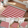 thumbnail image 5 of Red Plaid Entryway Rug 2'x3'&nbsp; Non Slip Front Door Mats, Modern Minimalist Geometric Gingham Checkered Entrance Rugs Indoor Outdoor Carpet, Washable Floor Mats Small Area Rug for Bedroom Kitchen, 5 of 8