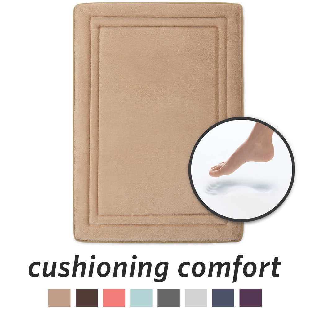 Microdry Quick Drying Memory Foam Bath Mat, 17" x 24", Linen