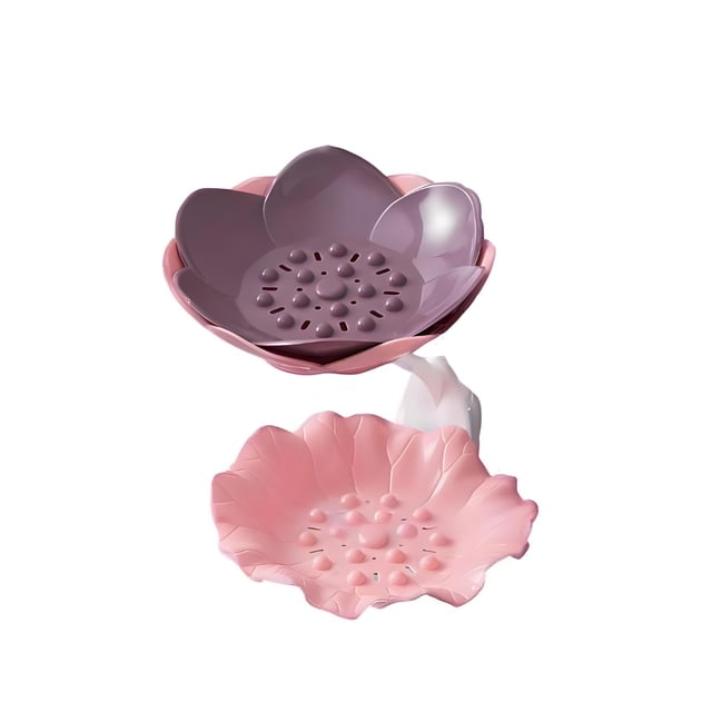 Leodye 1PCS Flower Soap Rack Double layer Draining Soap Box Non drilling Wall mounted Storage Rack for Bathroom -6.69 × 5.12 × 5.12 inch