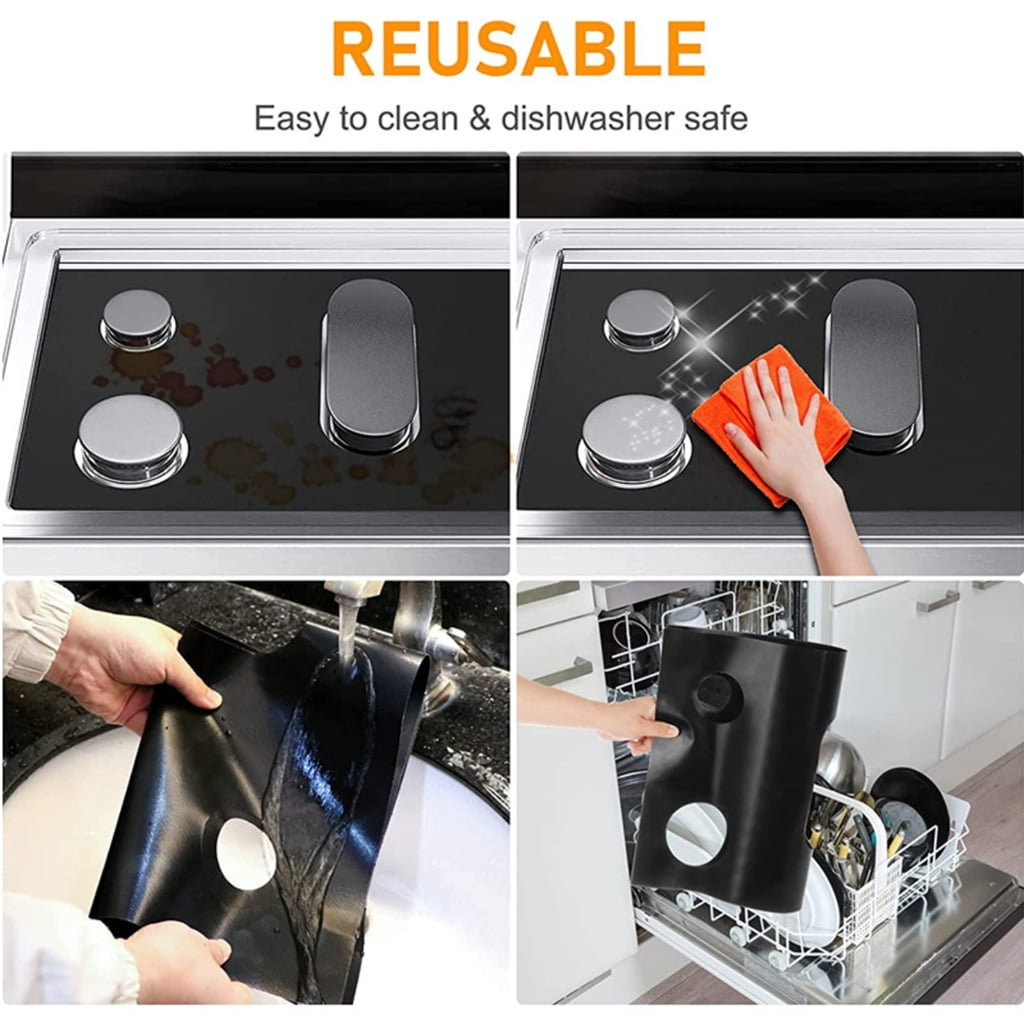 PatungKu High Temperature Resistant Kitchen Range Splatter Guard 5-Hole Gas Stove Pad Non Stick Stovetop Protector Liner