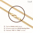thumbnail image 3 of Tilo Jewelry Yellow Gold Plated 925 Sterling Silver Franco Chain Necklace with Secure Lobster Lock | 1.75mm - 22 Inch | Everyday Necklace for Men, Women, Unisex, 3 of 13