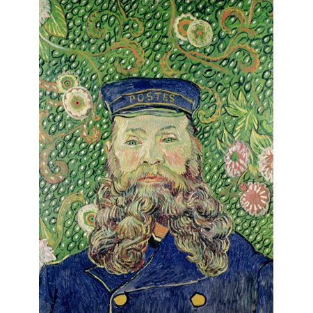 Portrait of the Postman Joseph Roulin, c.1889 Post-Impressionist Portrait Painting of Man Print Wall Art By Vincent van (Best Self Portraits Paintings)