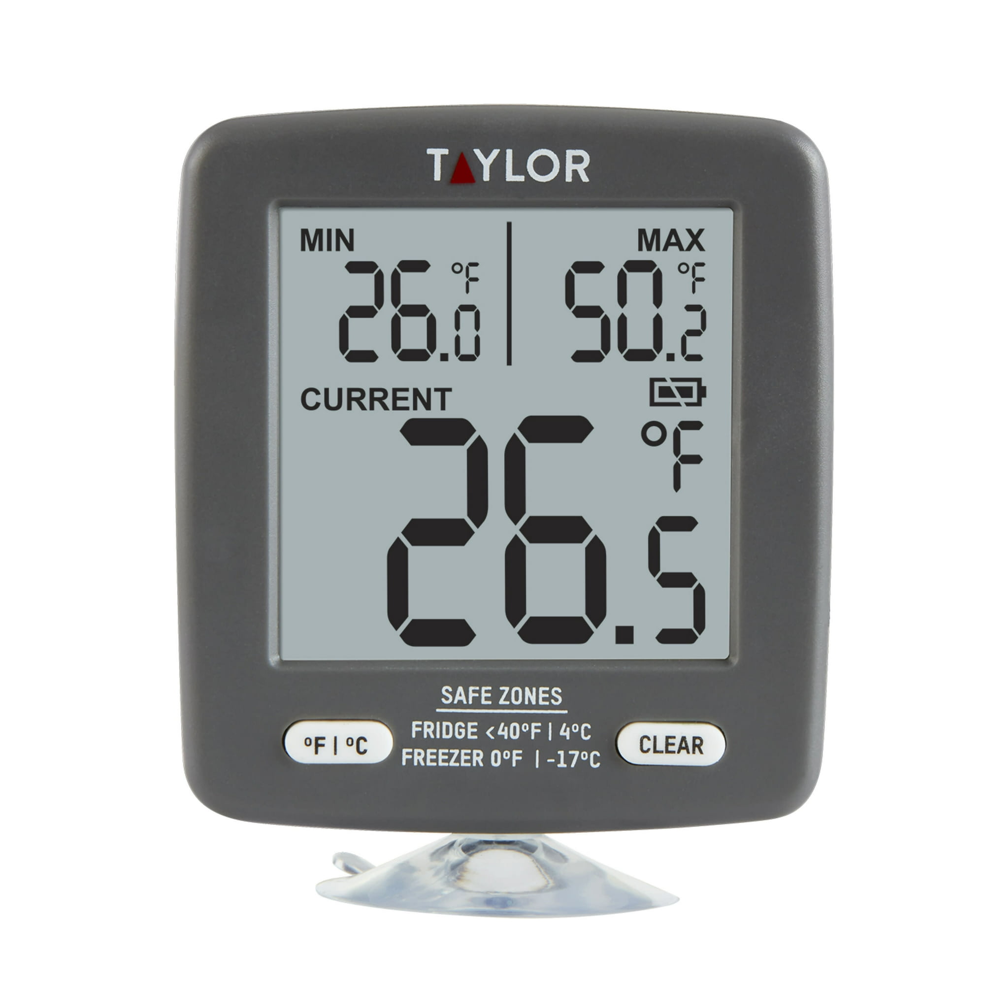 Taylor Digital Safety Zone Plastic Appliance Thermometer for Refrigerators and Freezers, Black