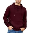 thumbnail image 2 of cocolona Hoodies for Men Button Collar Drawstring Hooded Sweatshirts Fall Winter Casual Solid Color Long Sleeve Pullover Tops with Pockets, 2 of 5