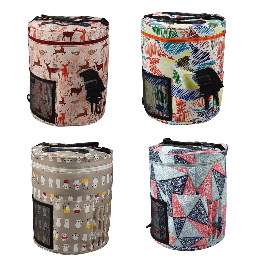 DIY Yarn Thread Sewing Tools Storage Bag Knitting Crochet Bag with Shoulder Strap Handles