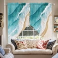 thumbnail image 2 of Summer Beach Swag Curtain Valance for Windows, Abstract Teal Beige Gradient Waves Sand Window Treatments Short Swag Topper for Kitchen Windows Bathroom Bedroom, 28"x36", 2 of 8