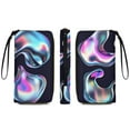 thumbnail image 2 of Womens Wallet Bifold Ladies Cluth Bag Wristlet Wrist Strap Long Purse 3D Chrome Shape Design, 2 of 6