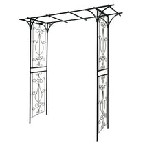 Metal Garden Arbor Arch L80.3'' x W20.47'' x H81.1''，Pipe diameter 0.75", Planting Basket on Both Sides, Climbing Vine Stand, Plants Support Rose Arch Outdoor Black