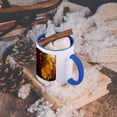thumbnail image 5 of 3dRose, Romantic Seasonal Gold Autumn Leaves at Backlight, 15oz Two-Tone Blue Mug, 5 of 7