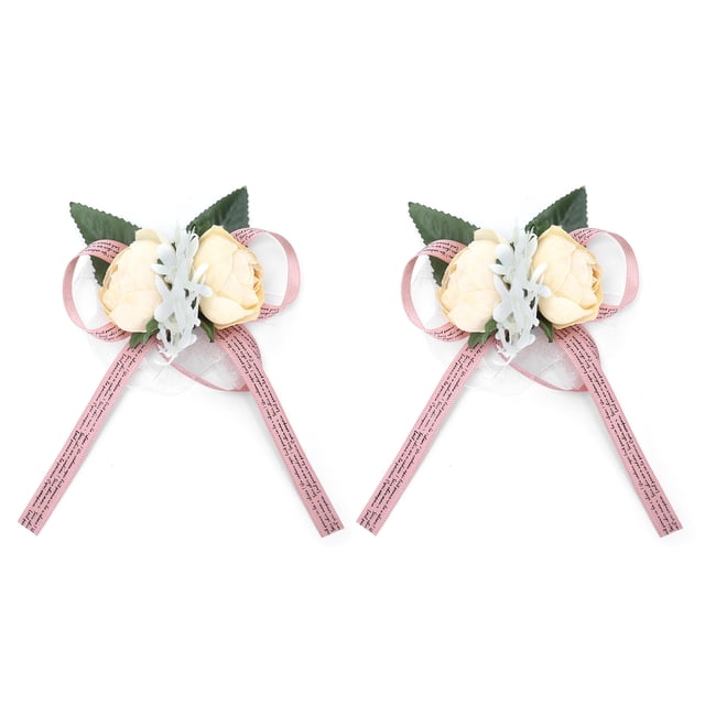 2 uds flor de muñeca Artificial innovador ramillete de muñeca para dama de honor decoración de boda amarillo