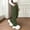 Army Green, variant on Girls Cargo Pants with Multi‑Pockets, Solid Color Loose Fit Elastic Waist Wide Leg Drawstring Casual Street Trousers White Size 14-15