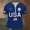 Blue, variant on Laipiong 250th Anniversary USA Shirts for Men Stand Collar and Half Zip Athletic Short Sleeve V Neck Tee Tops Soft Going Out Workout Gym Tops