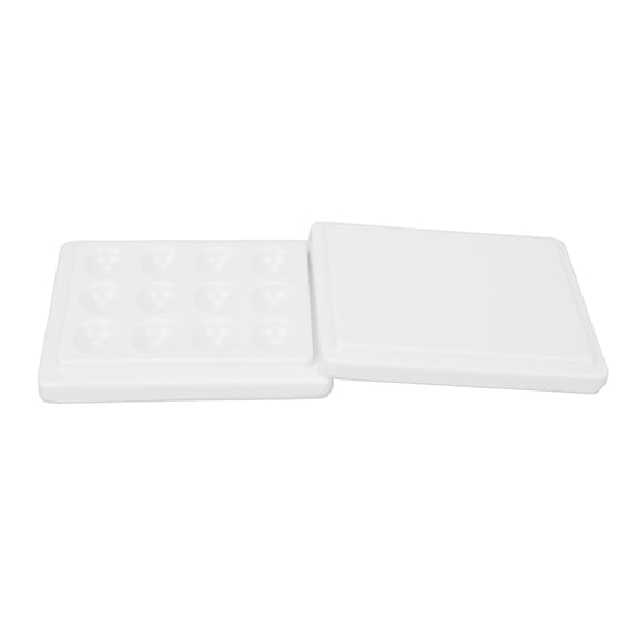 LAZIOEGR 12‑Hole Porcelain Paint Palette – Dust‑Proof White Watercolor & Nail Art Palette with Lid, Reusable & Washable