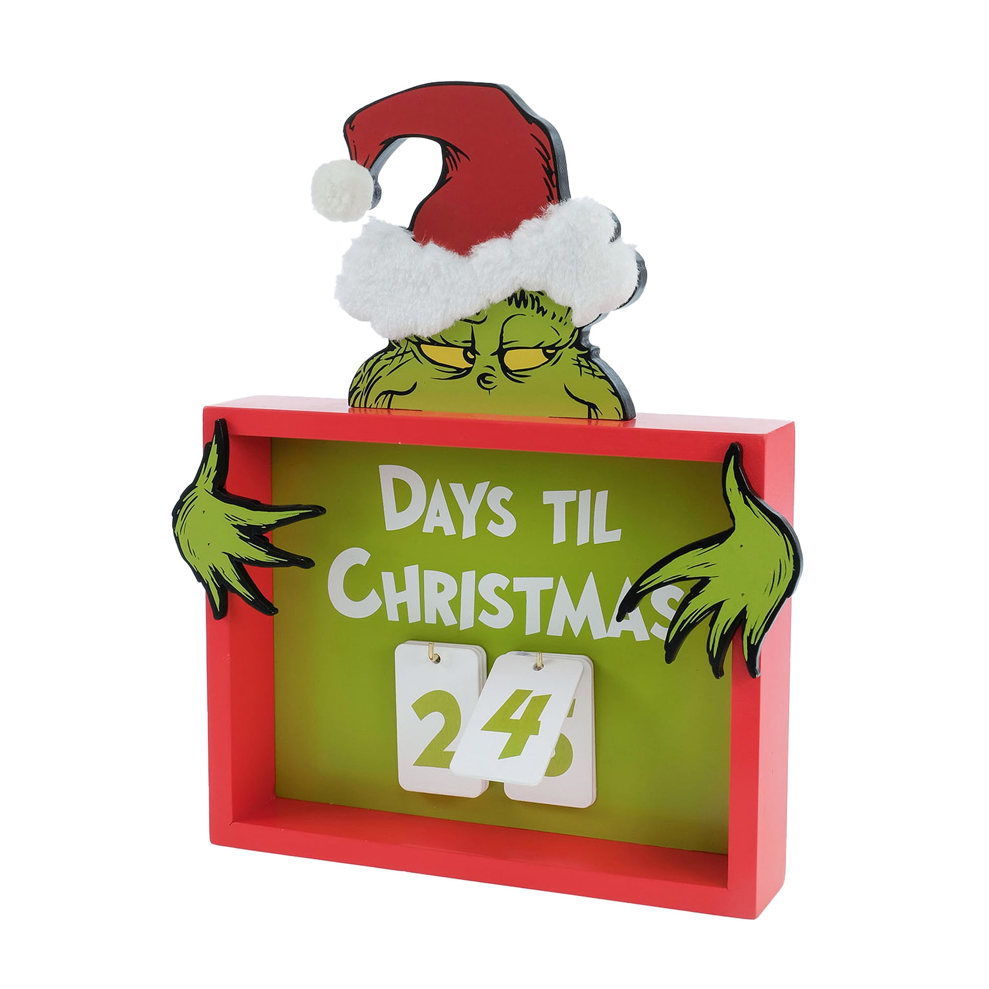 Grinch Christmas Countdown Calendar Sign - 10.15 inch Festive Decoration