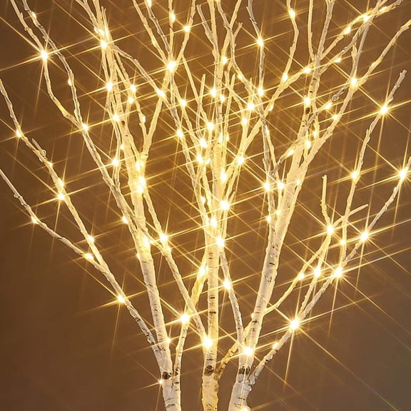 HCBY Bendable LED Birch Branch Lights, 50 Warm White Waterproof Twig with Timer for Home Wedding Christmas Decor, Indoor/Outdoor Flexible Fairy Light (white,31.5")