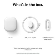 Google Nest Wifi Pro AX de Triple Banda Bluetooth de Baja EnergÃa (BLE), Router de Malla Wifi 6e con Adaptador de Corriente de 22 W, Cable Ethernet (6.5 ft), GuÃa de Inicio Rápido, Seguridad GA03030-US 1 Pack