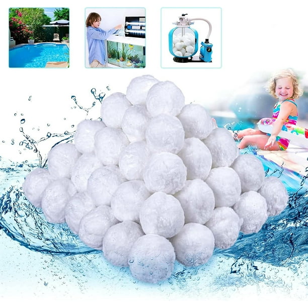 3.08 lbs Pool Filter Balls, Scheam White EcoFriendly Fiber Filter