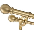 thumbnail image 1 of Mayrhyme Warm Gold Double Curtain Rods 72-144 Inch,1‘‘Front and 5/8‘‘Back Double Drapery Rod with Small Round Ball and Aluminum Brackets, Adjustable Dual Window Rod for Sheer/Blackout Curtains, 1 of 7