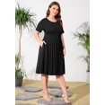 thumbnail image 6 of Maskion Womens Plus Size Summer Dress 2023 Casual Short Sleeve Empire Waist Loose Fit Swing T-Shirt Dress with Pockets,XL Black, 6 of 6