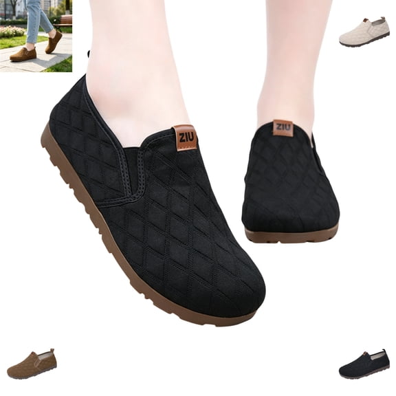 YOUYEDIAN Loafers for Women Fashion Round Toe Block Design Slip On Versatile Comfy Flats Casual Outdoor Walking Shoes