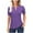 Purple, variant on JIUKE Womens Tunic Tops Short Sleeve Notch V Neck Button Blouses Slim Fitted Ruched Comfy Tee Shirts Size XL