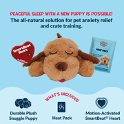 Snuggle Puppy Original Heartbeat Puppy Toy with Real-Feel Pulse & Heat Pack, Calming Sleep Aid for Puppy Anxiety, Crate Training, First Nights & New Puppy Transition - Biscuit