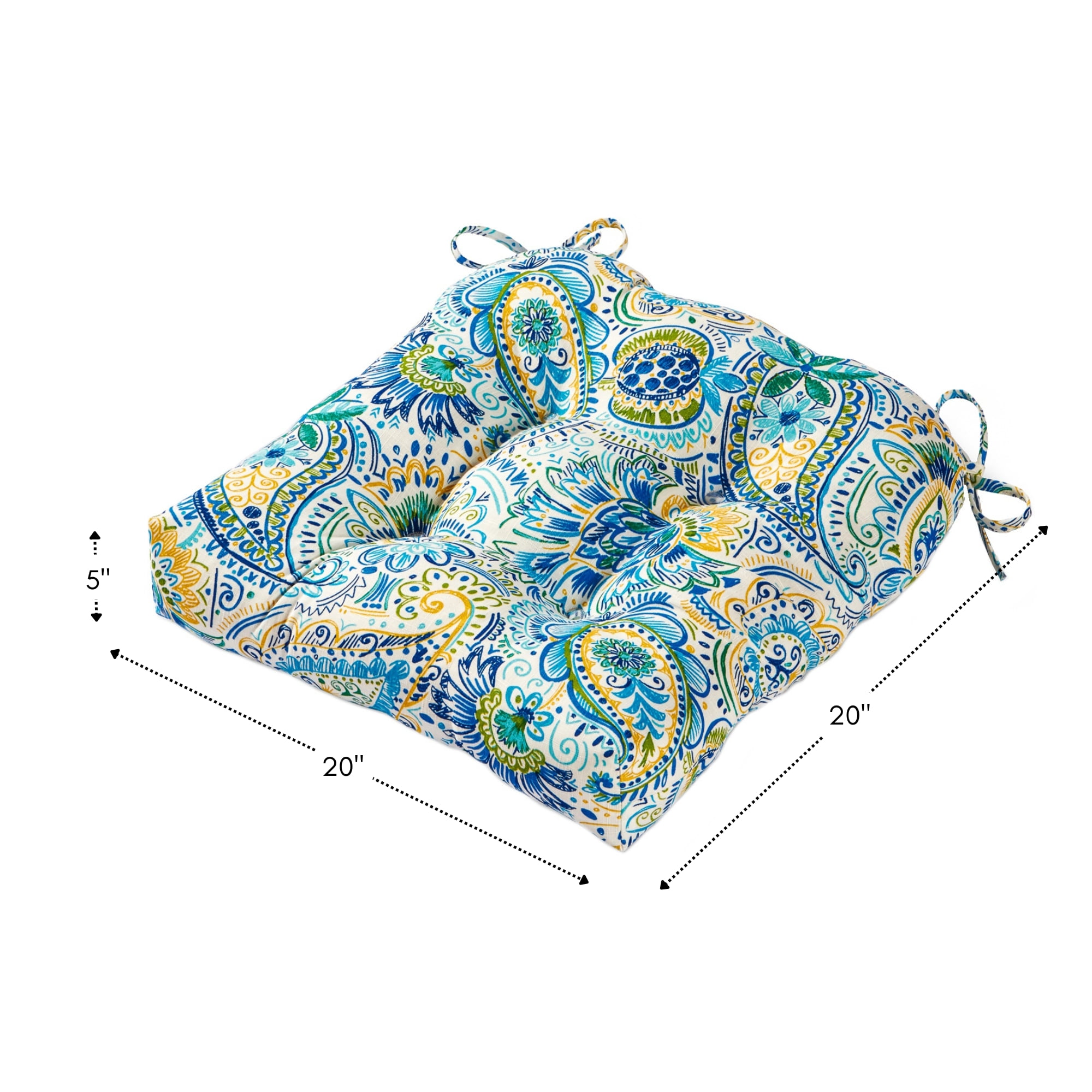 Greendale Home Fashions Tufted Outdoor 20'' x 20'' Seat Cushion, Set of 2, Baltic