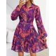 thumbnail image 3 of Vestido ZESICA Minivestido floral de manga larga de otoño 2025, morado, 3 of 6