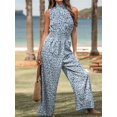 thumbnail image 5 of CUPSHE Women's Mock Neck Floral Print Sleeveless Straight Leg Maxi Jumpsuit, 5 of 6