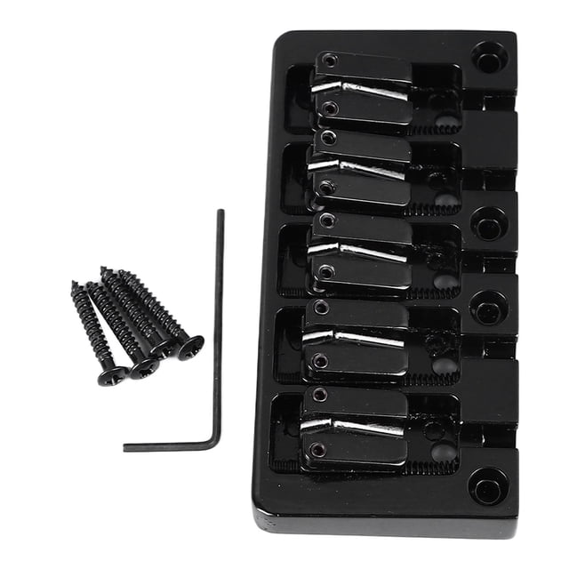 Bass Bridge, Wear Resistant Better Tone and Resonance Sturdy Metal Lightweight Bass Instrument Bridge 5 String for Performance Silver,Black