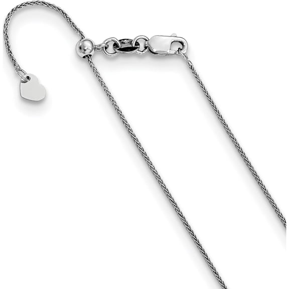 10K White Gold Jbsp's Adjustable .8mm Wheat Chain (22 X 0.8) Made In Italy 5279-22