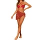 thumbnail image 2 of Conjuntos de bikini de 3 piezas para mujer, con anillo, strapless, con faldas de playa y pareos, color rojo grande, 2 of 5