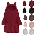 thumbnail image 3 of Cmfcve Women's Fleece Hooded Sweatshirt Solid Color Cute Christmas Hoodies Top Long Sleeve Pullover Winter Jackets with Pocket, 3 of 4