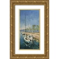 thumbnail image 1 of Strube, Ling 18x32 Gold Ornate Wood Framed with Double Matting Museum Art Print Titled - A Small Harbour in Italy, 1 of 4