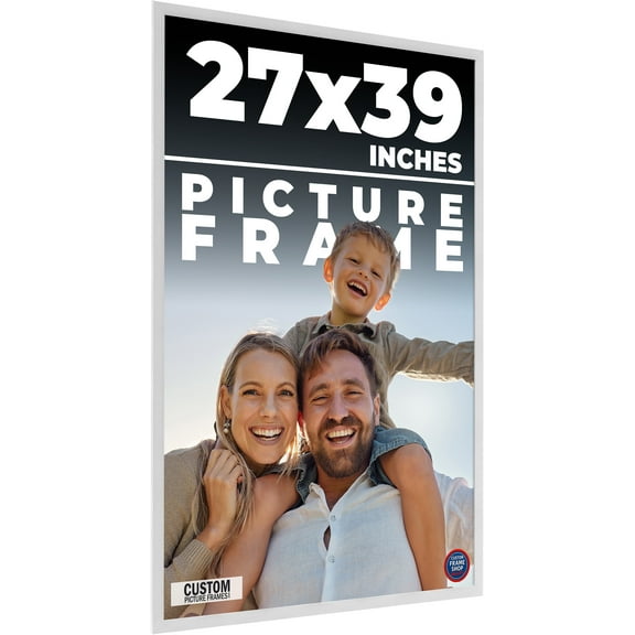 39x27 White Wood Picture Frame - UV Acrylic, Foam Board Backing, Hanging Hardware