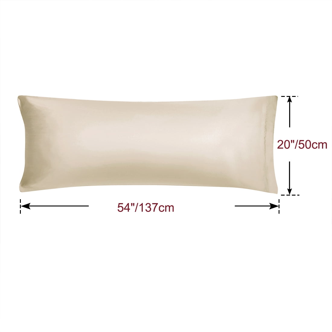 Unique Bargains 2 Pack Polyester Satin Body Pillow Cover 20" x 54" Taupe
