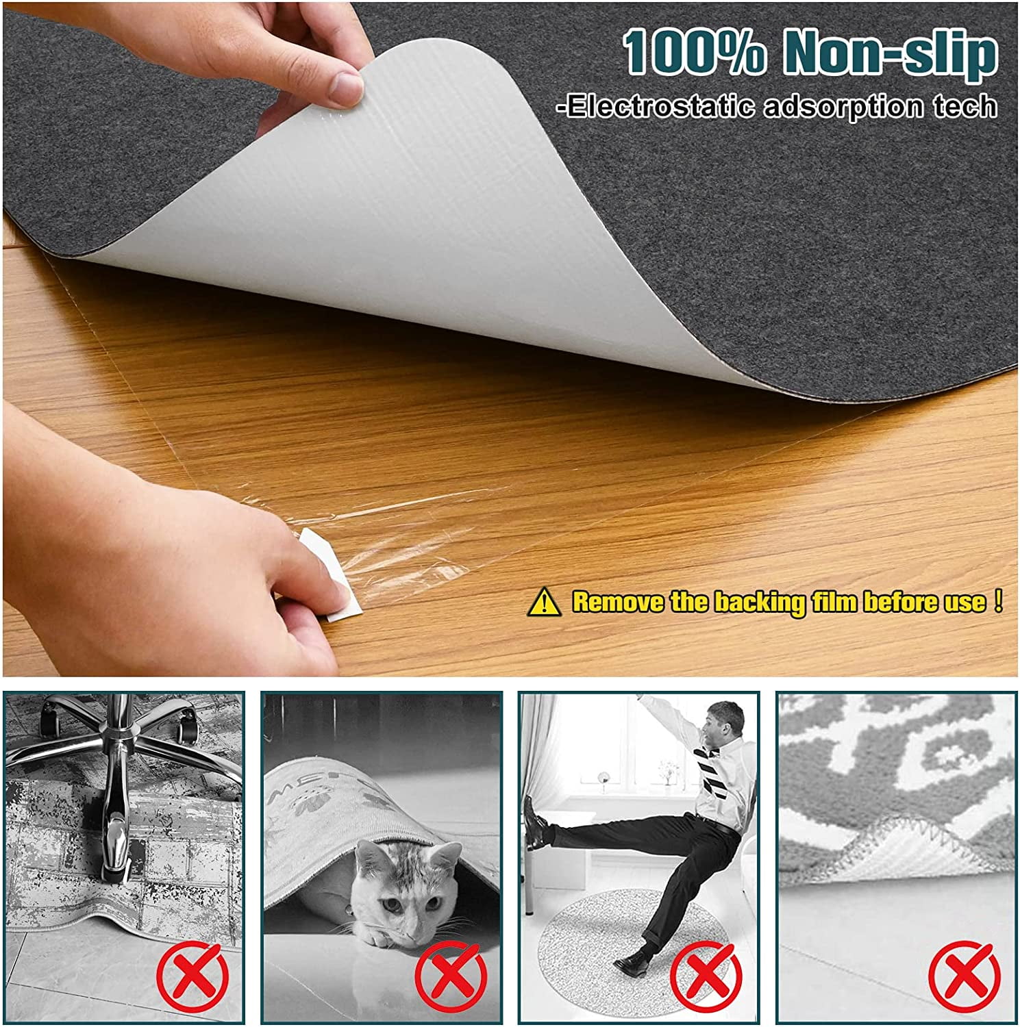 2Pack Chair Mat for Hardwood Floor,55" x 35"Office Chair Mats,Floor Protector For Desk Chair,Black