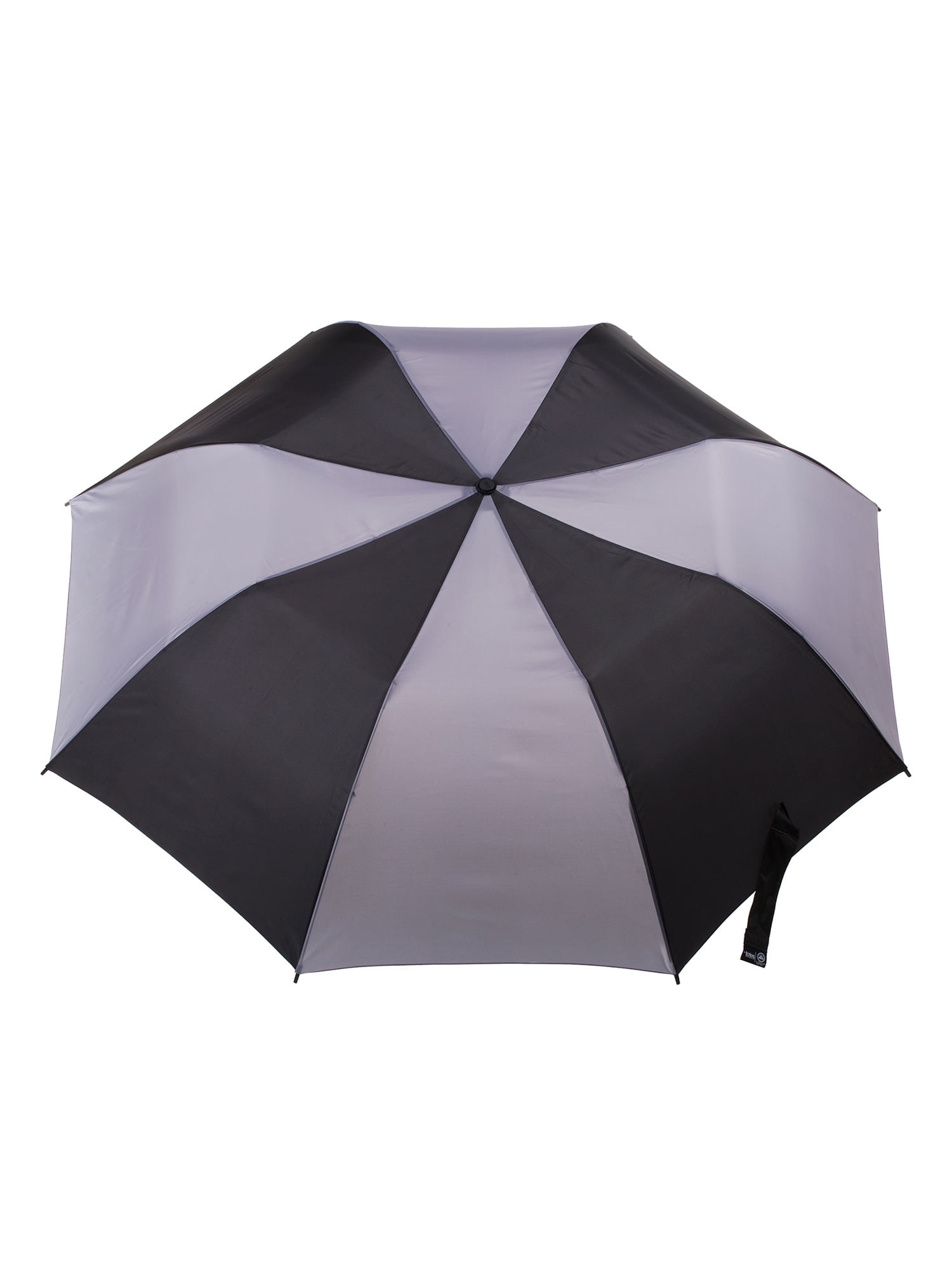 Totes Recycled Canopy Vented One-Touch Auto Open Golf Rain Umbrella with Sunguard, Black Gray