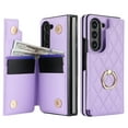 thumbnail image 3 of ELEHOLD for Samsung Galaxy Z Fold 6 Wallet Case,Luxury Premium Diamond Leather Rotatable Ring Credit Card Cash Slot Magnetic Clasp Kickstand Shockproof Protective for Samsung Galaxy Z Fold 6,Purple, 3 of 7